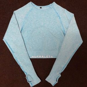 Alphalete Revival Crop Long Sleeve - Cayman Blue
